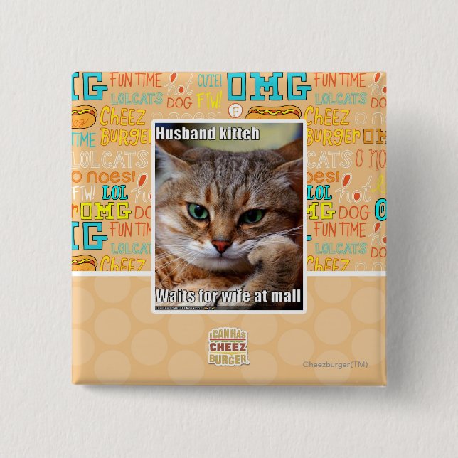 Husband Kitteh 15 Cm Square Badge (Front)