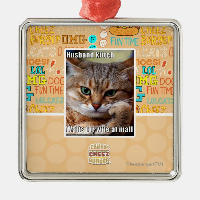 Husband Kitteh Metal Tree Decoration (Front)