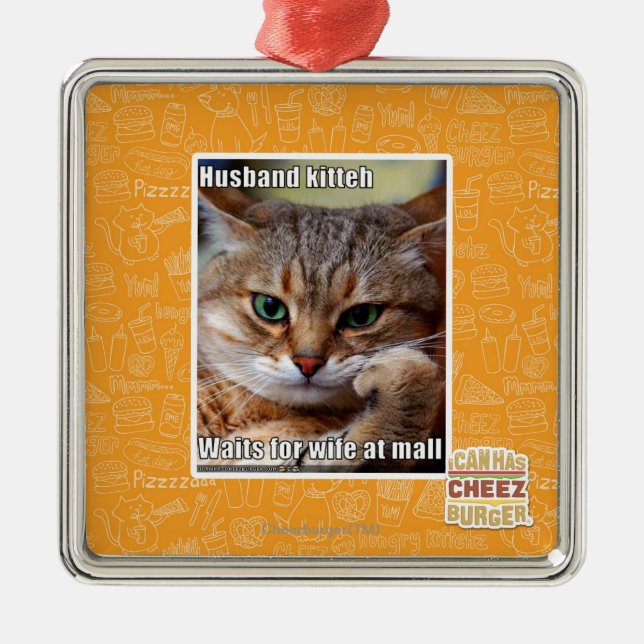 Husband Kitteh Metal Tree Decoration (Front)
