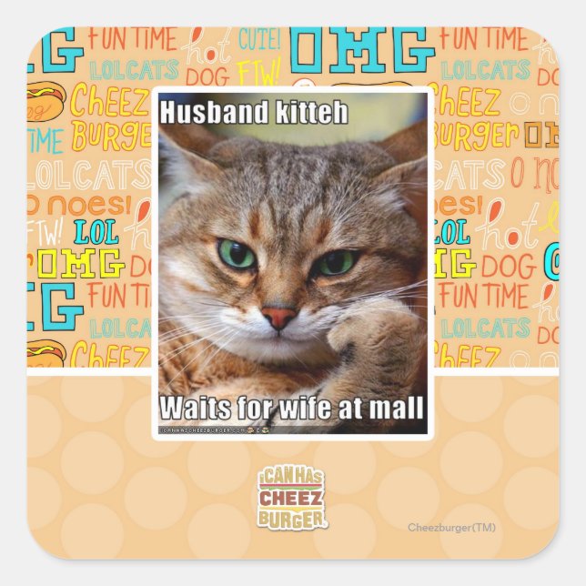 Husband Kitteh Square Sticker (Front)