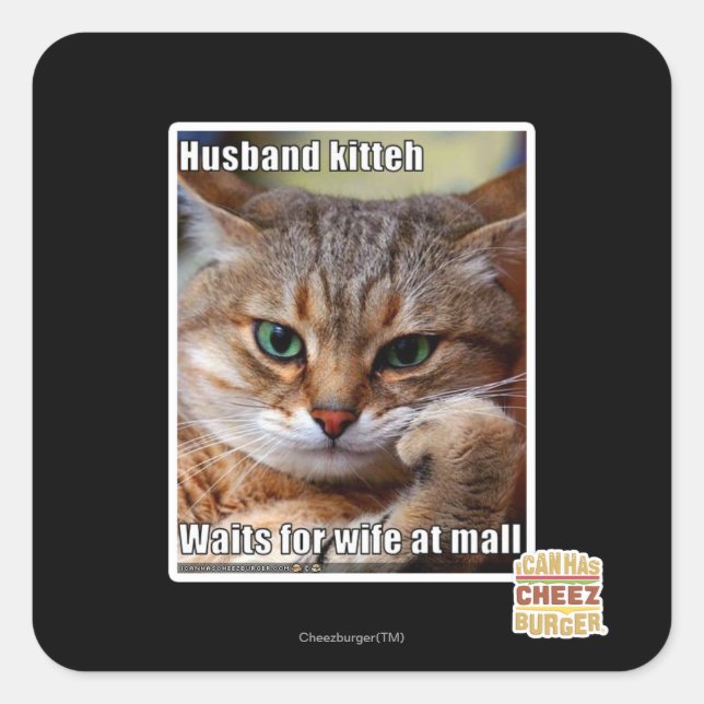 Husband Kitteh Square Sticker (Front)