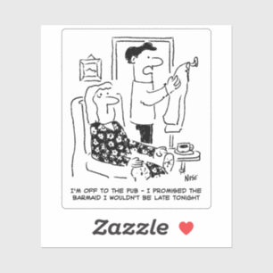 Husband Leaves House for the Pub Cartoon.