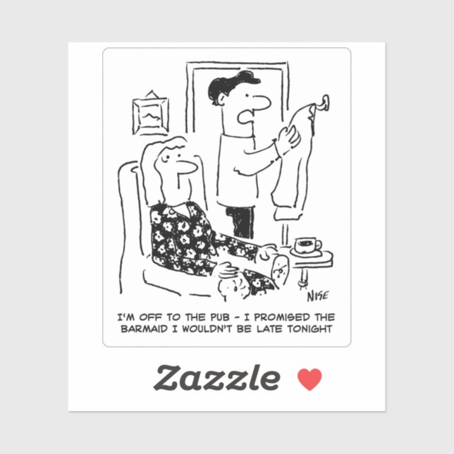 Husband Leaves House for the Pub Cartoon. (Sheet)