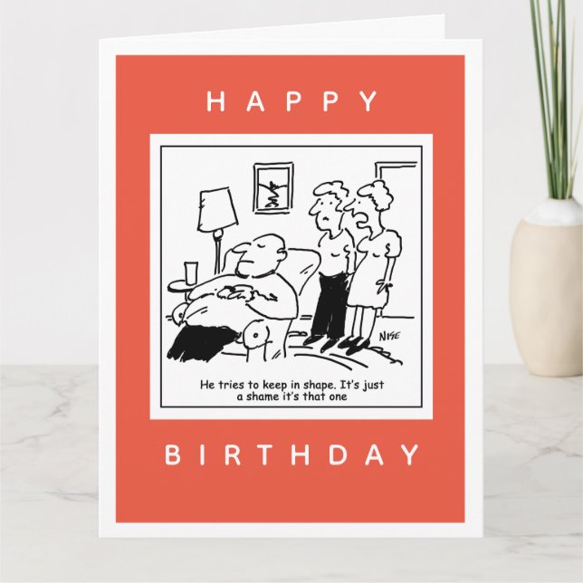 Husband likes to keep in shape Cartoon Card (Front)