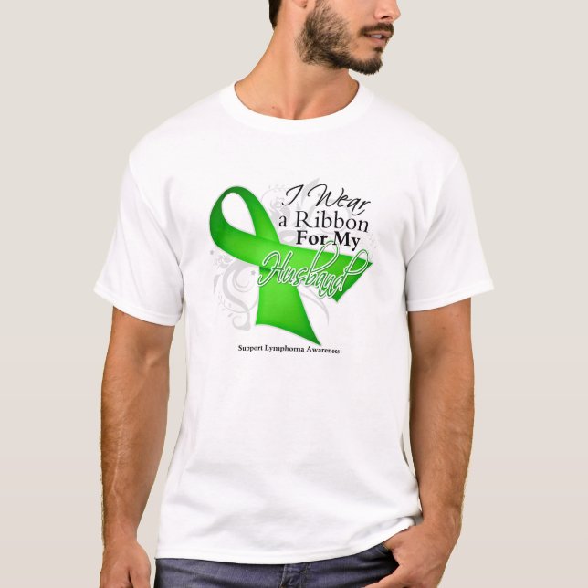 Husband Lime Green Ribbon - Lymphoma T-Shirt (Front)