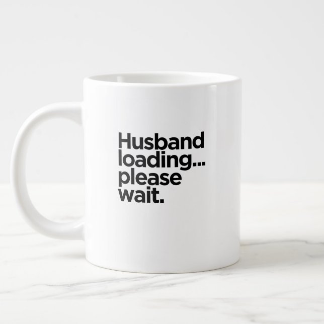 Husband Loading...Please Wait. | Engagement Party Large Coffee Mug (Left)