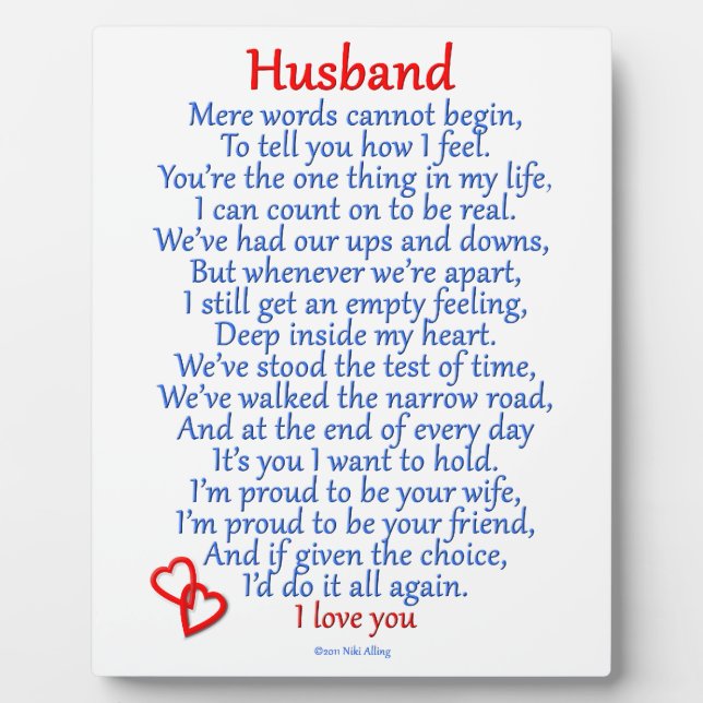 Husband Love Plaque (Front)