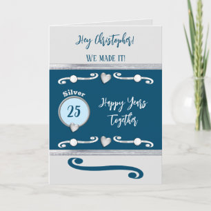 Husband love you silver 25th anniversary blue card