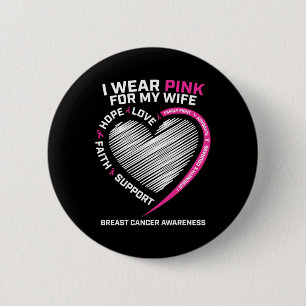 Husband Men I Wear Pink For My Wife Breast Cancer  6 Cm Round Badge