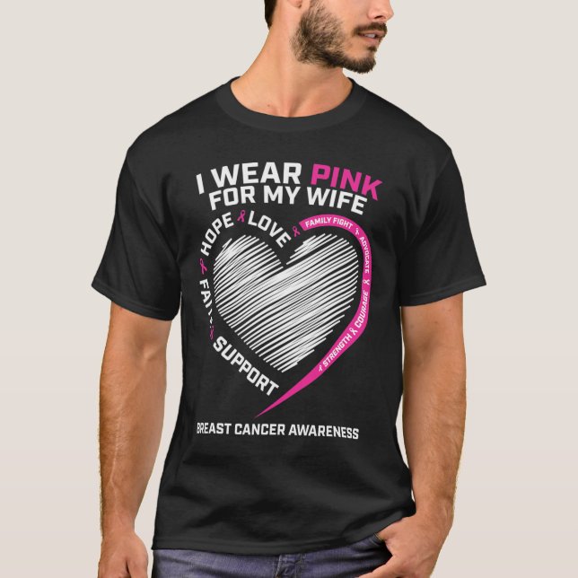 Husband Men I Wear Pink For My Wife Breast Cancer  T-Shirt (Front)