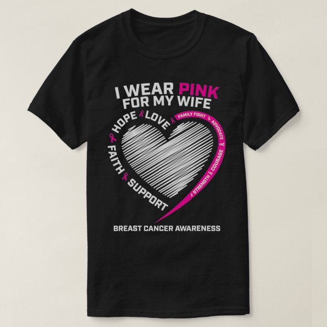 Husband Men I Wear Pink For My Wife Breast Cancer  T-Shirt (Design Front)