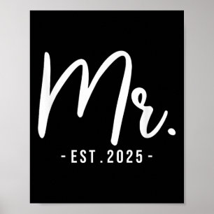 Husband Mr Est 2025 Married Wedding Bridal Party B Poster