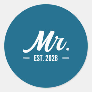 Husband Mr Est Married Wedding Classic Round Sticker