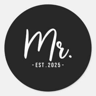 Husband Mr Est Married Wedding Classic Round Sticker