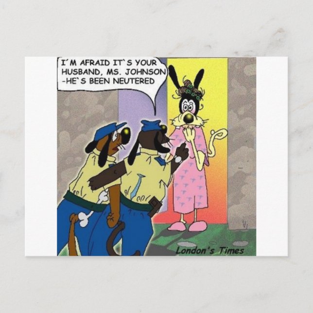 Husband Neutered Funny Dog Or Police Gifts & Tees Postcard (Front)