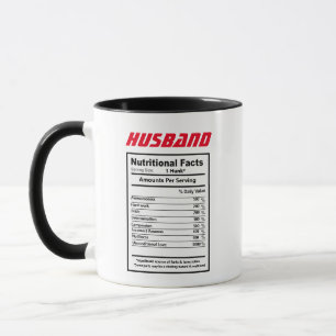 Husband Nutritional Facts Jokes Puns Funny Coffee Mug