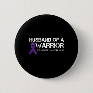 Husband Of A Warrior Alzheimerheimer's Awareness 6 Cm Round Badge