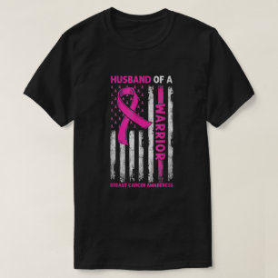 Husband Of A Warrior American Flag Breast Cancer T-Shirt