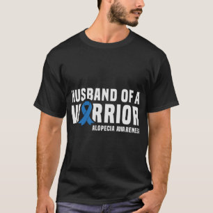 Husband of a Warrior Blue Ribbon Alopecia Awarenes T-Shirt