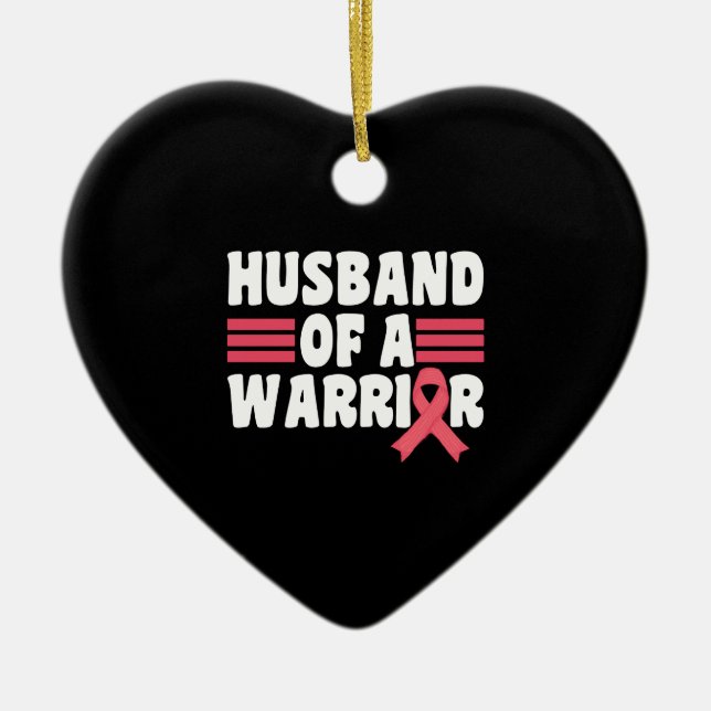 Husband Of A Warrior Breast Cancer Awareness Ceramic Tree Decoration (Front)