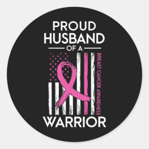 Husband Of A Warrior Breast Cancer Awareness Suppo Classic Round Sticker