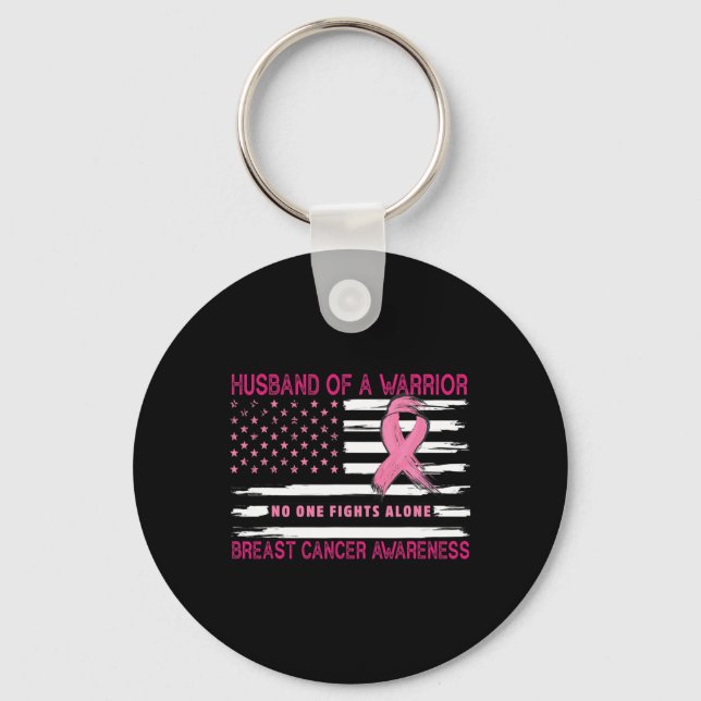 Husband Of A Warrior Breast Cancer Awareness Suppo Key Ring (Front)
