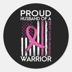 Husband Of A Warrior Breast Cancer Support Squad Classic Round Sticker