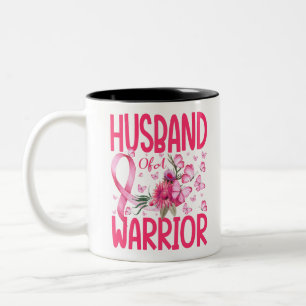Husband Of A Warrior Butterfly Breast Cancer Two-Tone Coffee Mug