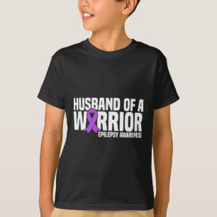 Husband Of A Warrior Purple Ribbon Epilepsy Awaren T-Shirt