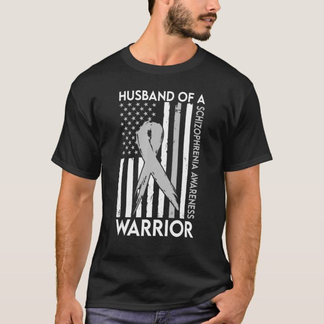 Husband Of A Warrior Schizophrenia Awareness Suppo T-Shirt (Front)