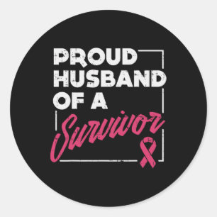 Husband Of Survivor Breast Cancer Awareness Men Gi Classic Round Sticker