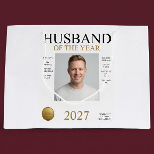 Husband Of The Year Photo (White Only) Large Gift Bag