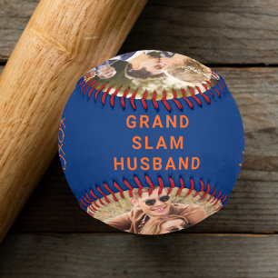 Husband Personalised Photos Blue Orange Baseball