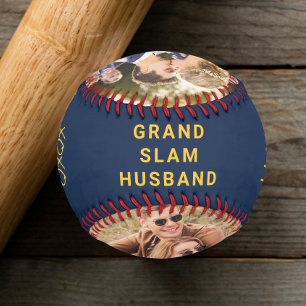 Husband Personalised Photos Blue Yellow Baseball