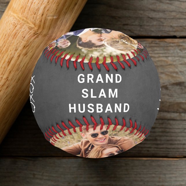 Husband Personalised Photos Grey Baseball (Creator Uploaded)