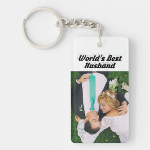 Husband Photo with black text Key Ring