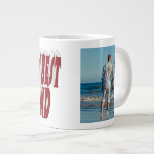 Husband Photo with burgundy text Large Coffee Mug