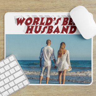 Husband Photo with burgundy text  Mouse Mat