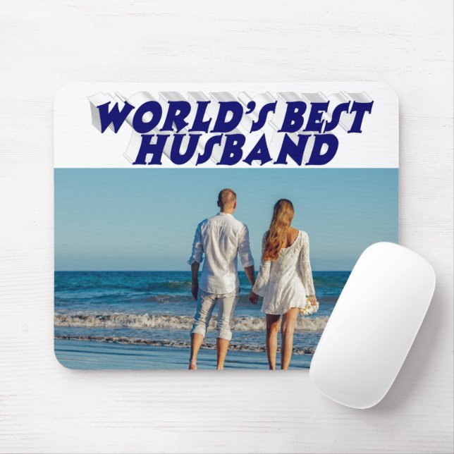 Husband Photo with dark blue text  Mouse Mat (With Mouse)