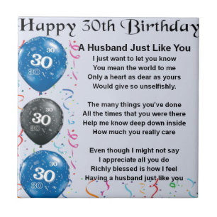 Husband Poem -  30th Birthday Tile