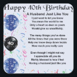Husband Poem  -  40th Birthday Square Sticker<br><div class="desc">A great gift for a husband on his 40th birthday</div>