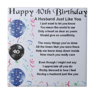 Husband Poem  -  40th Birthday Tile