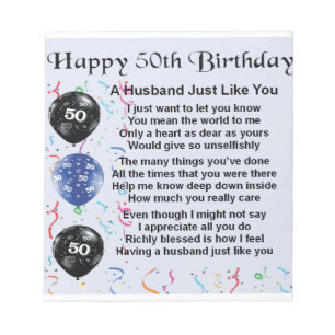 Husband Poem - 50th Birthday Notepad