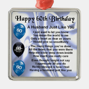 Husband Poem - 60th Birthday Metal Tree Decoration