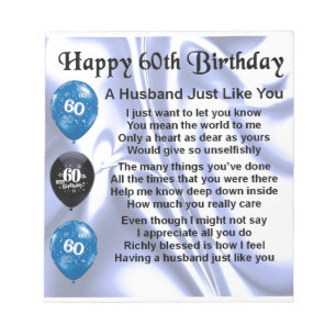 Husband Poem - 60th Birthday Notepad