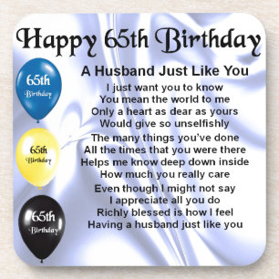 Husband Poem - 65th Birthday Coaster