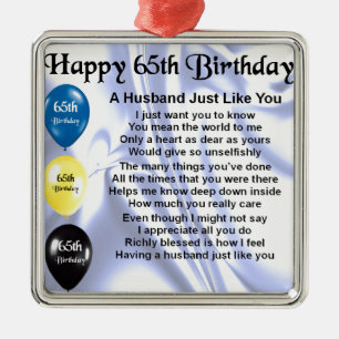 Husband Poem - 65th Birthday Metal Tree Decoration