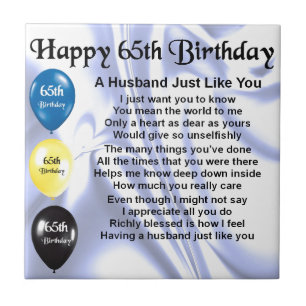 Husband Poem - 65th Birthday Tile