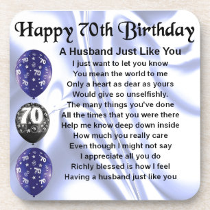 Husband Poem - 70th Birthday Coaster