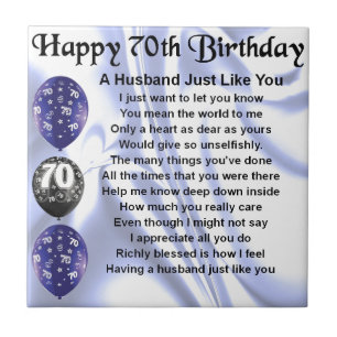 Husband Poem - 70th Birthday Tile